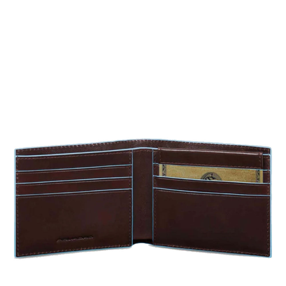 Portafoglio Uomo con Portacarte PIQUADRO In Pelle Mogano Linea Blue Square - PU3891B2R