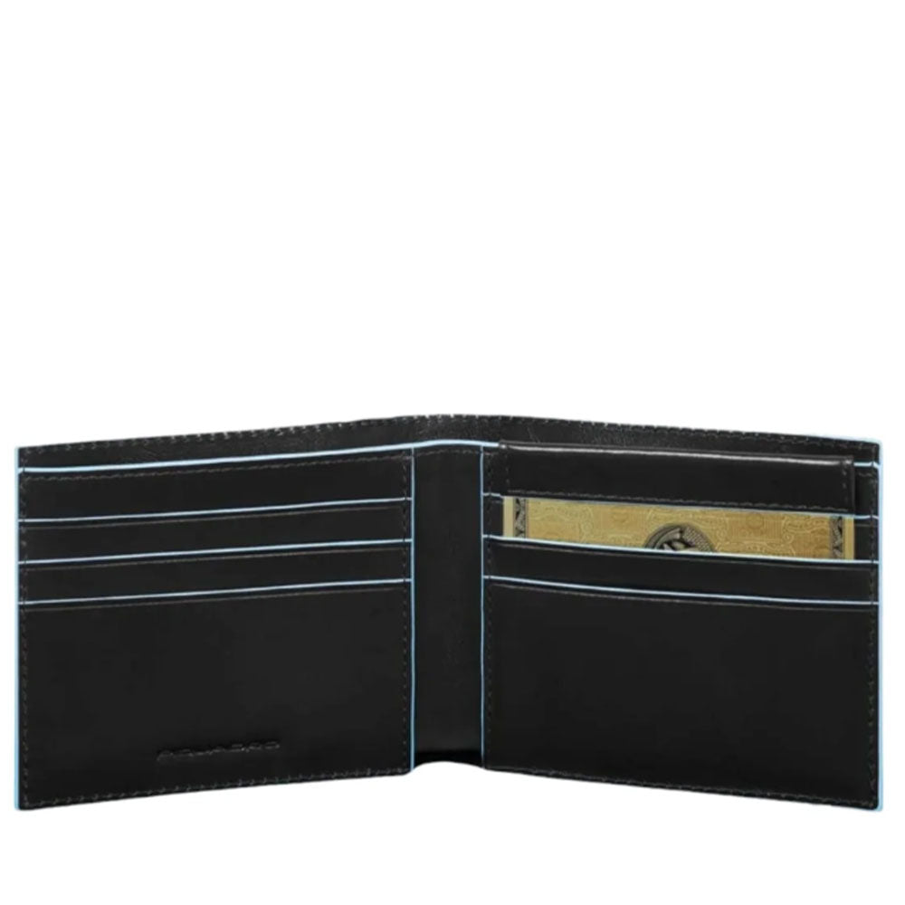 Portafoglio Uomo con Portacarte PIQUADRO In Pelle Nera Linea Blue Square - PU3891B2R