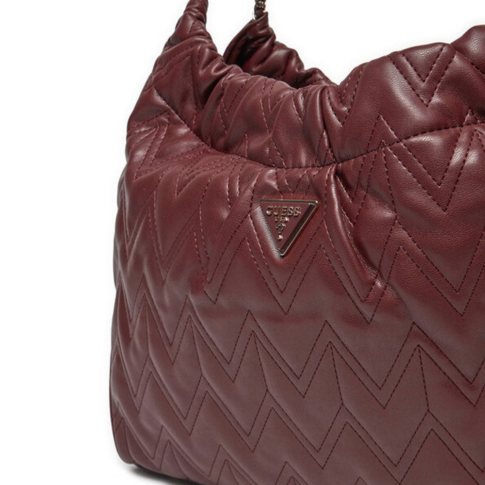 Borsa Donna Hobo a Spalla GUESS Linea Eda Colore Burgundy