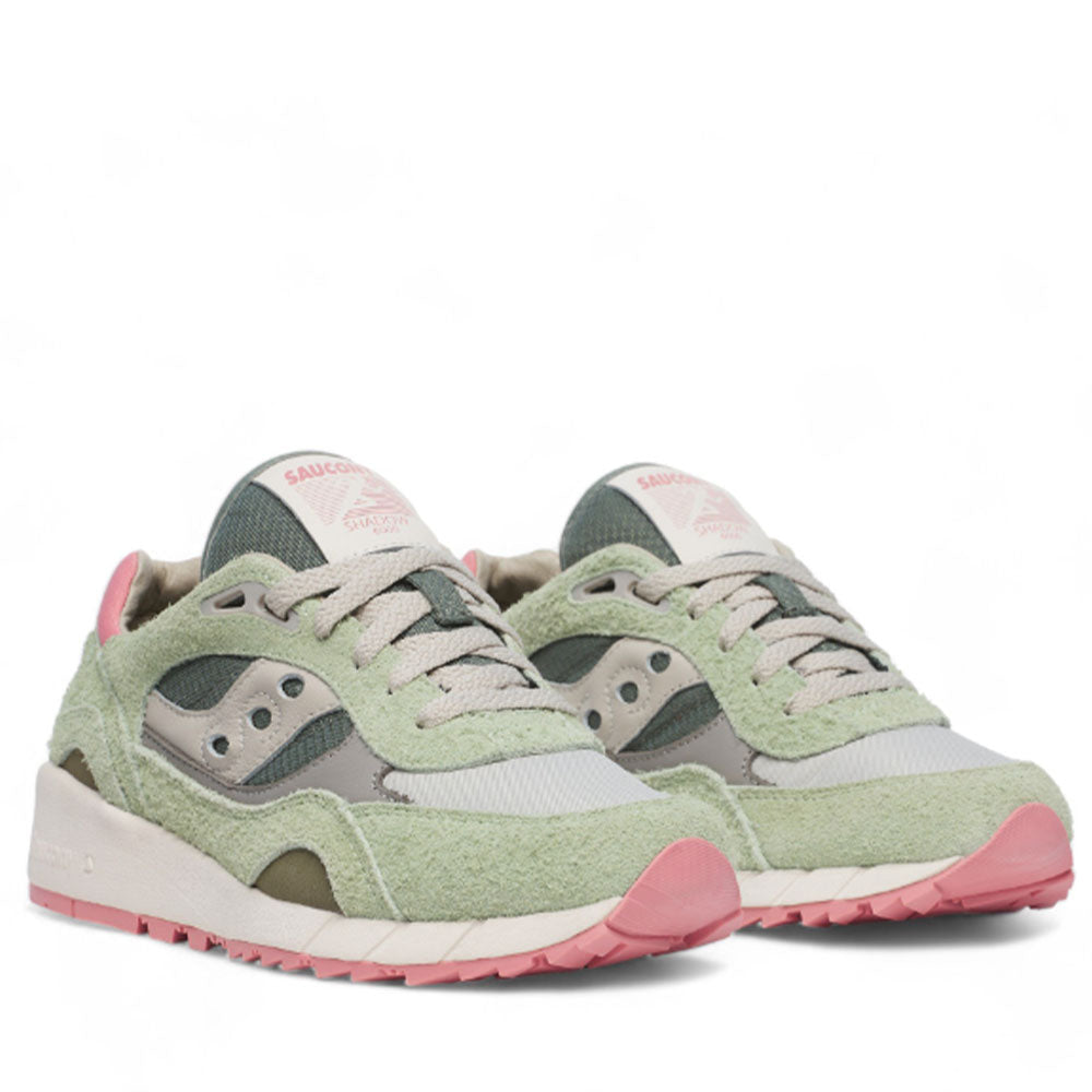 Scarpe Donna Saucony Sneakers Shadow 6000 in Pelle e Tessuto Colore Green - Ivory