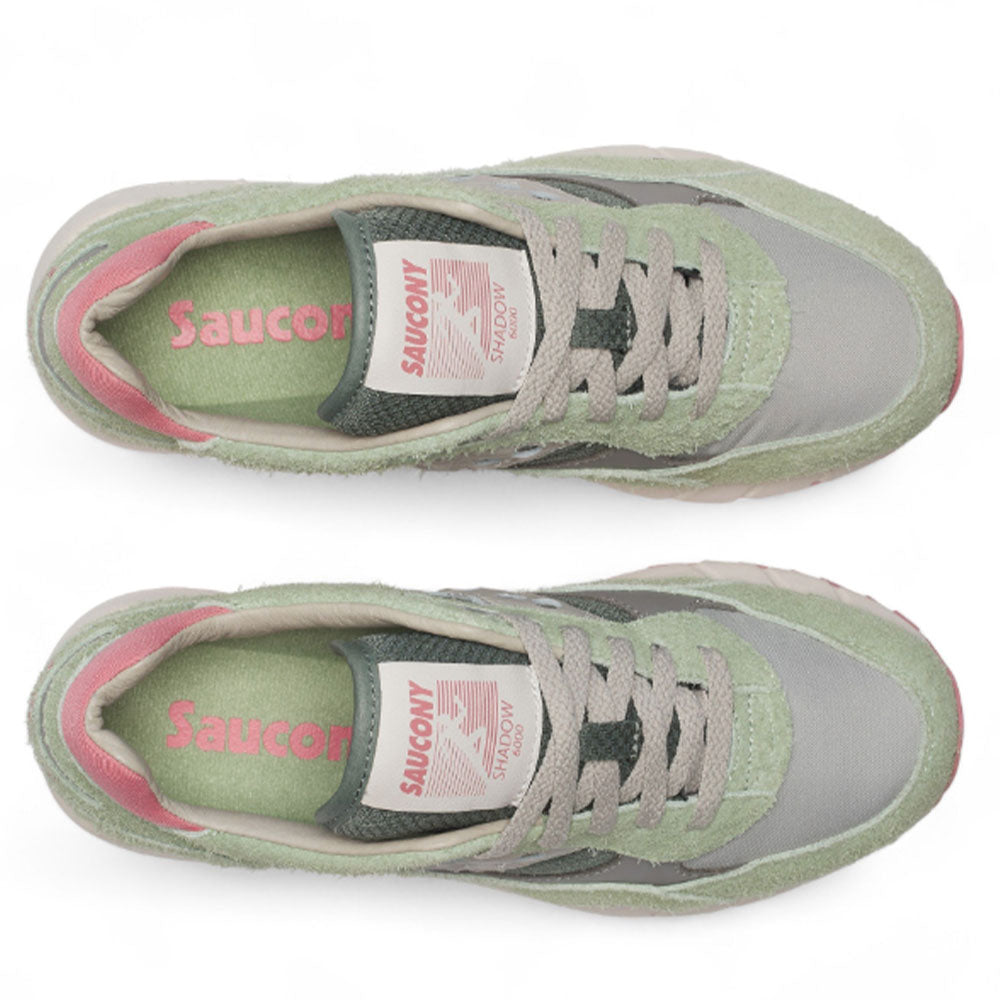 Scarpe Donna Saucony Sneakers Shadow 6000 in Pelle e Tessuto Colore Green - Ivory