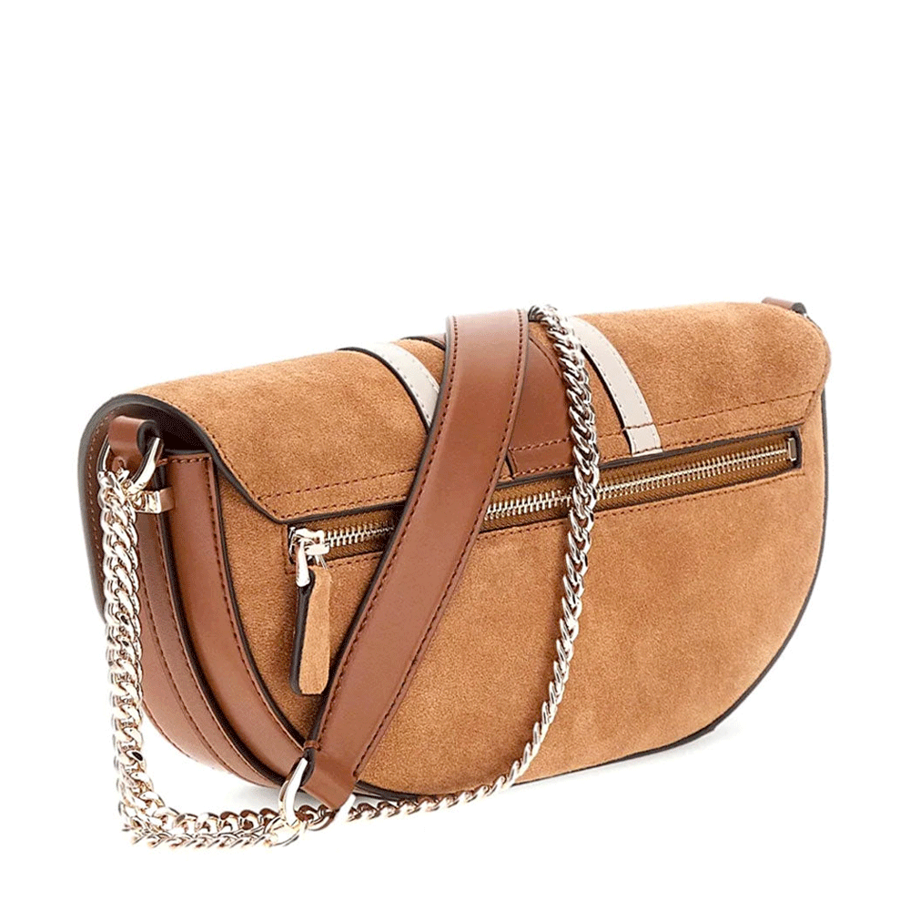 Borsa Donna a Tracolla GUESS in Pelle Linea Erenia colore Cognac Multi