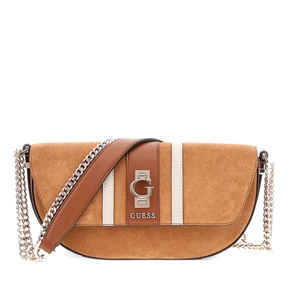 Borsa Donna a Tracolla GUESS in Pelle Linea Erenia colore Cognac Multi