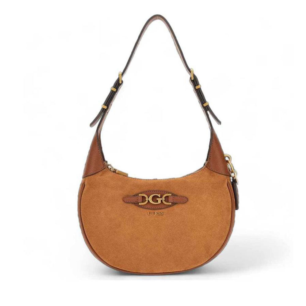 Borsa Donna Hobo a Spalla GUESS in Pelle Linea Malva Colore Cognac