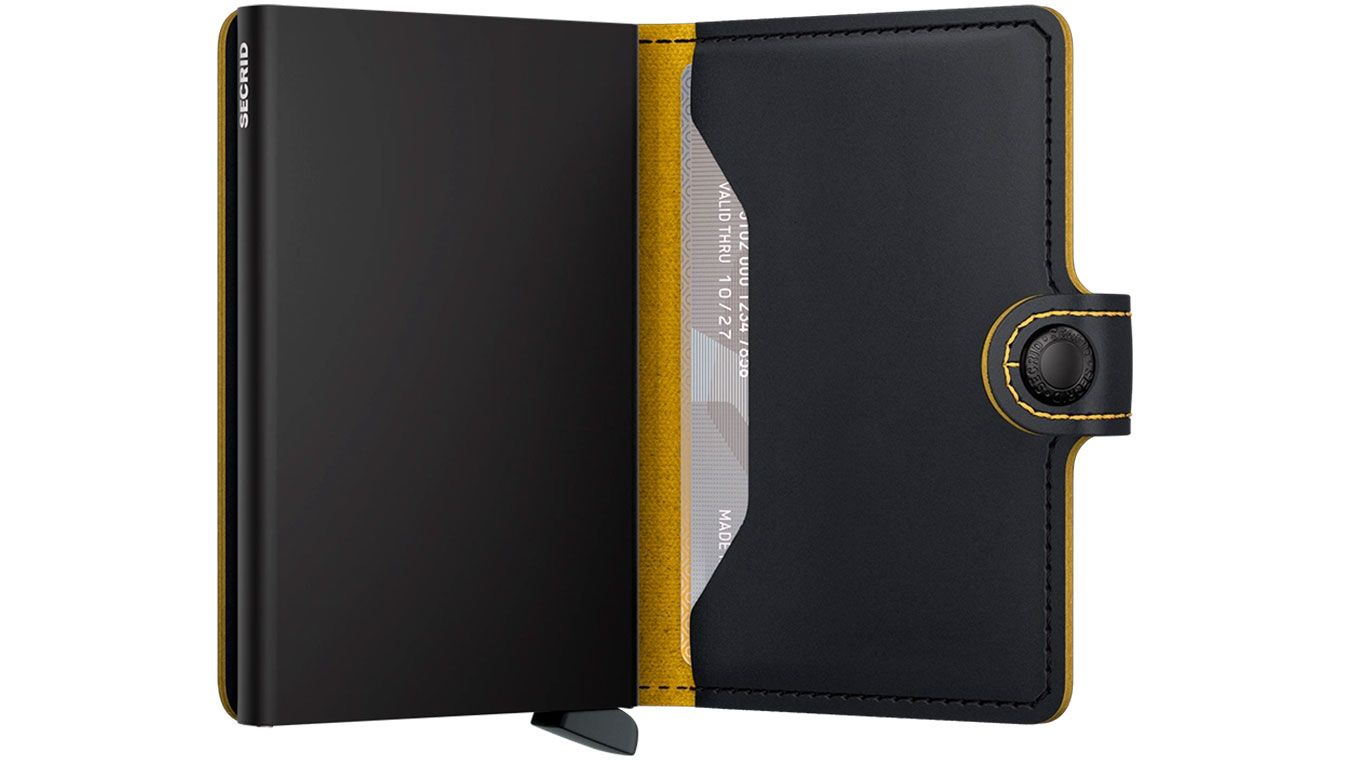 Porta Carte con Clip SECRID linea Miniwallet Matte Black e Ochre con RFID