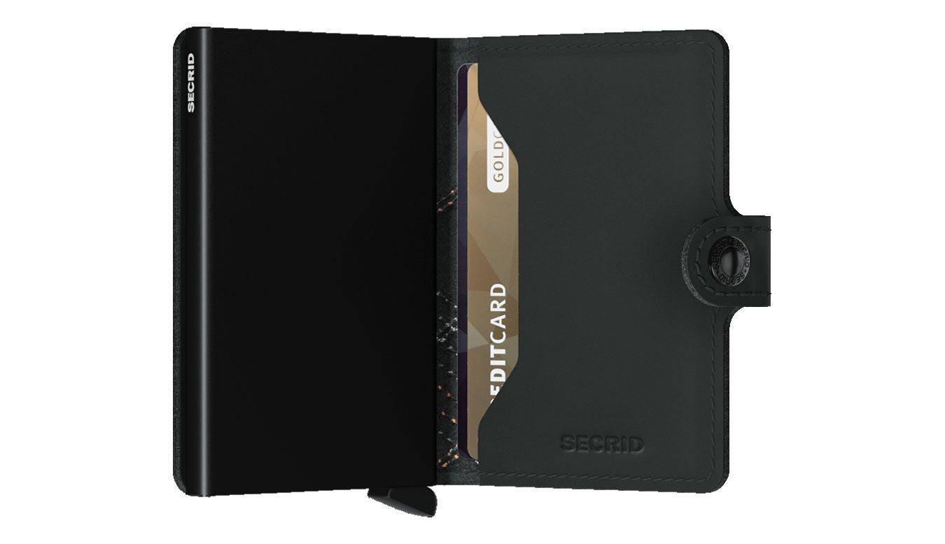 Porta Carte con Clip SECRID linea Stitch in Microfibra Black linea orange  con RFID