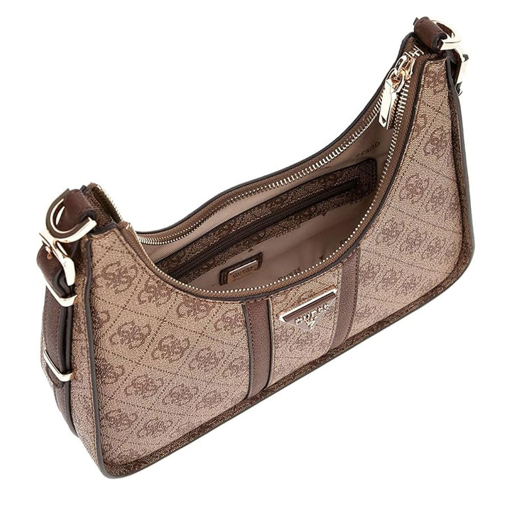 Borsa Donna a Spalla Piccola GUESS Linea Noreen Colore Latte Logo - Brown