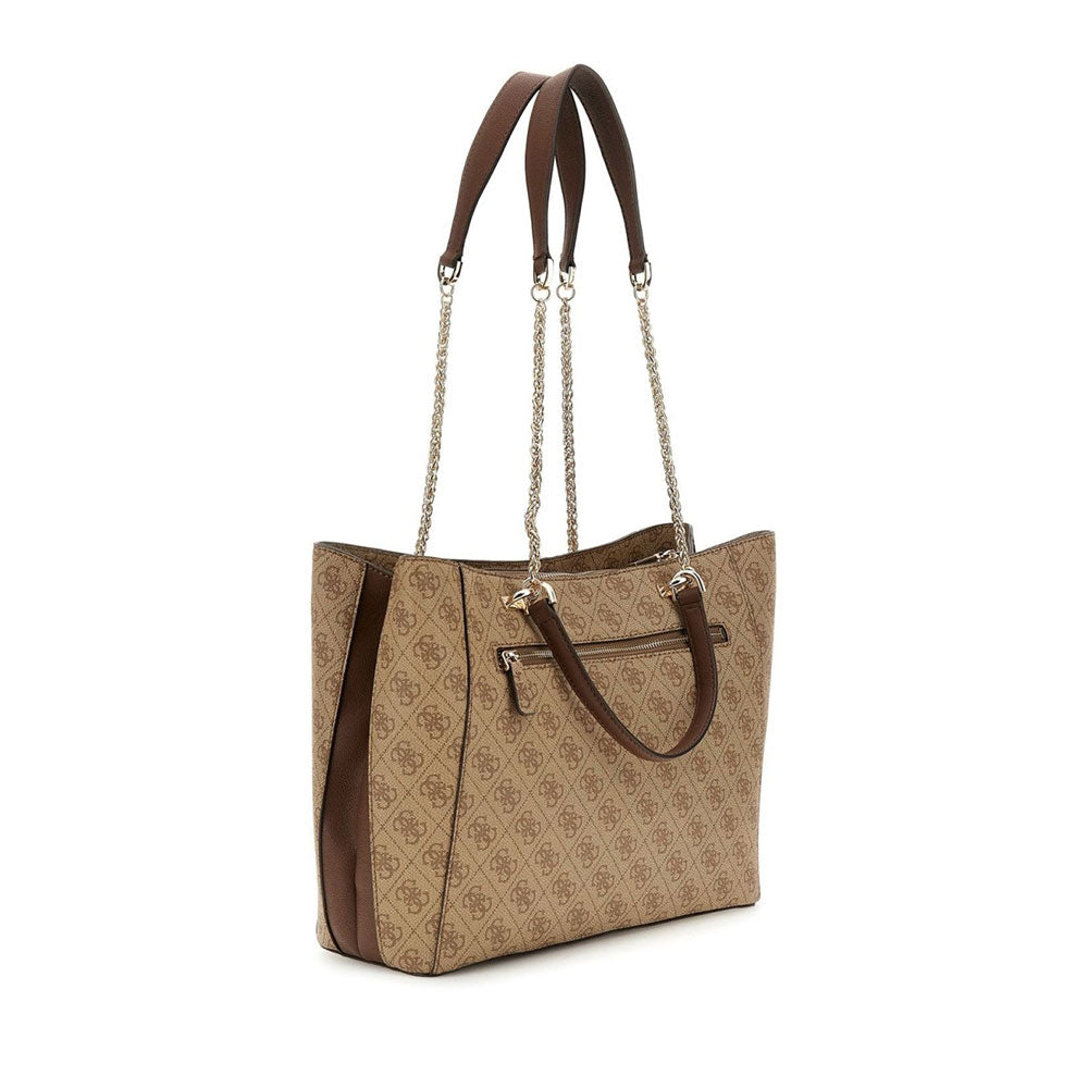 Borsa Donna Shopper a Spalla GUESS Linea Noreen Colore Latte Logo - Brown