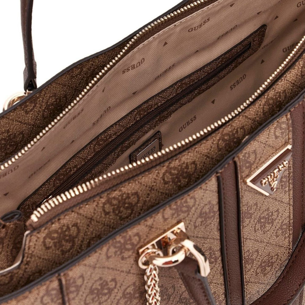 Borsa Donna Shopper a Spalla GUESS Linea Noreen Colore Latte Logo - Brown