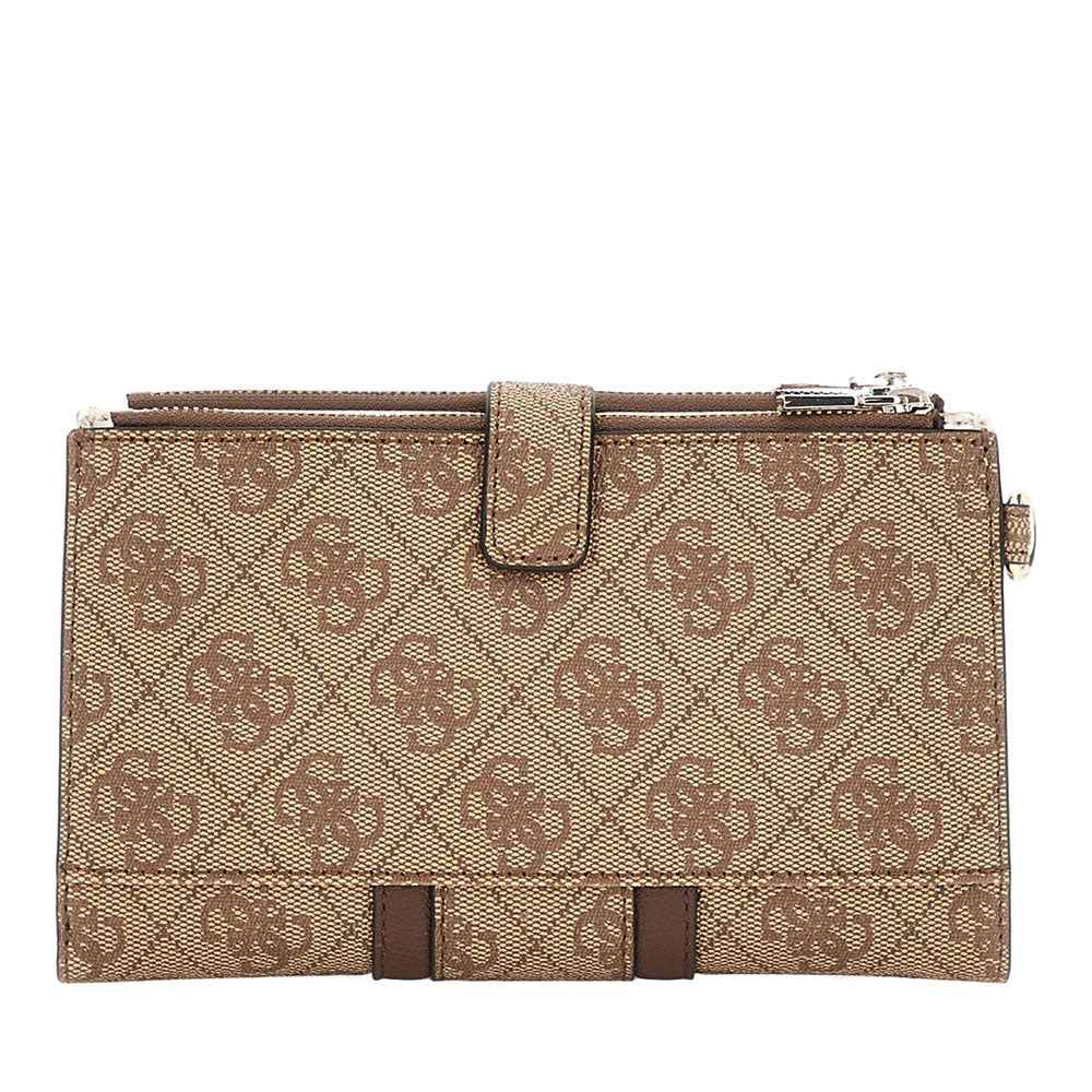 Pochette Donna Portacarte e Portatelefono GUESS linea Noreen Colore Latte Logo - Brown