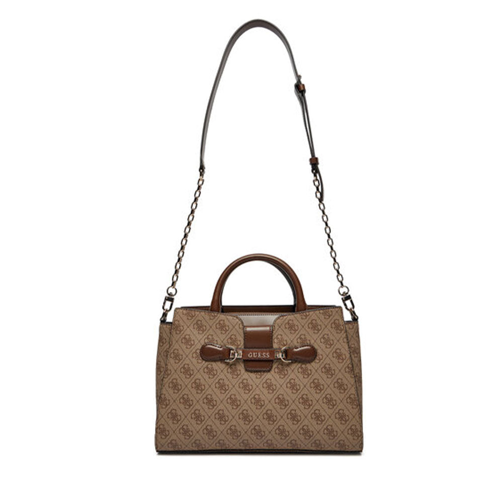 Borsa Donna a Mano GUESS Linea Nolana Colore Latte Logo - Brown Misura Grande