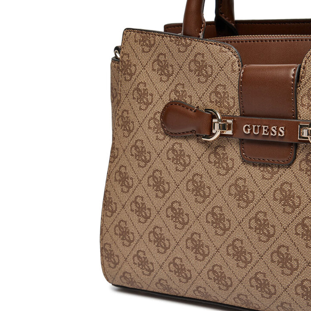 Borsa Donna a Mano GUESS Linea Nolana Colore Latte Logo - Brown Misura Grande