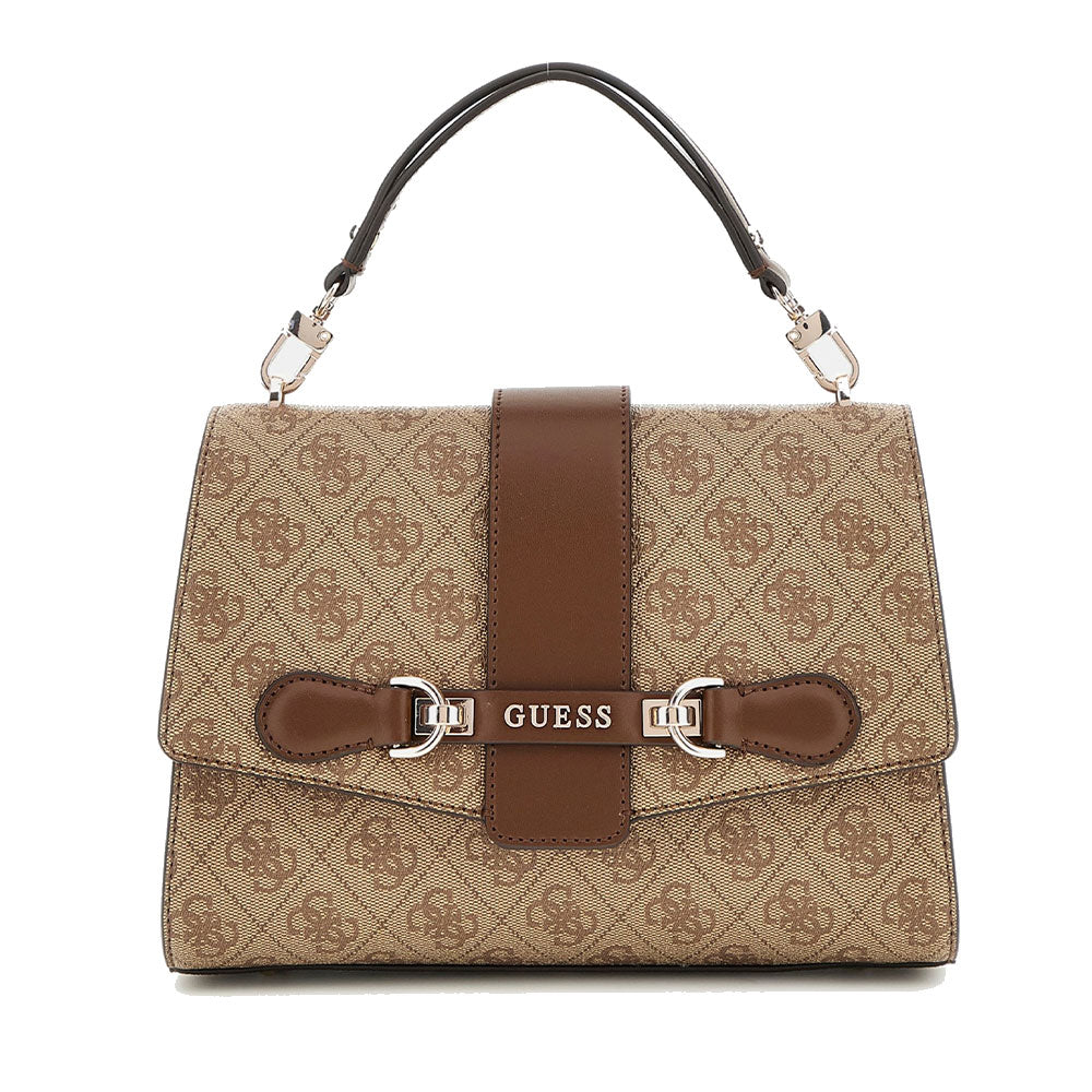 Borsa Donna a Mano GUESS Linea Nolana Colore Latte Logo- Brown