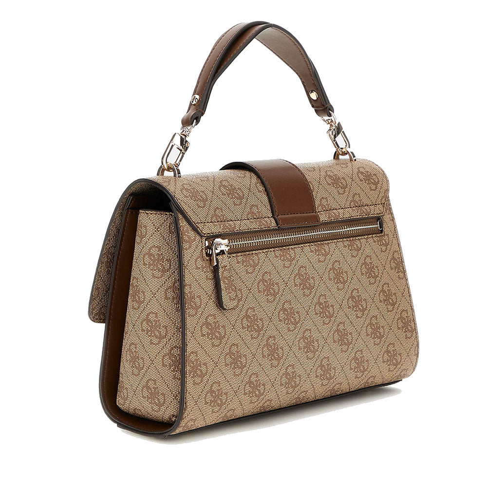 Borsa Donna a Mano GUESS Linea Nolana Colore Latte Logo- Brown