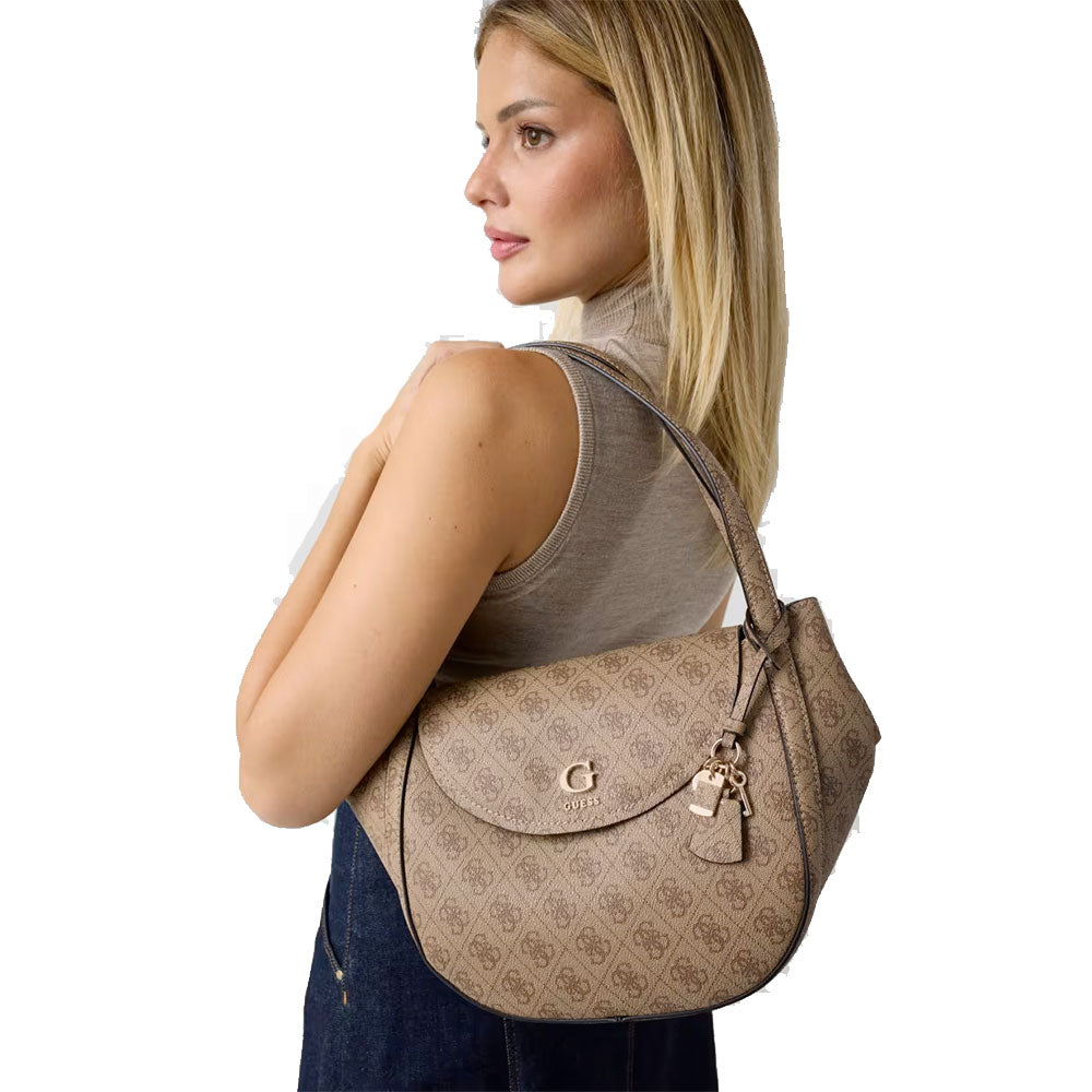 GUESS Coleen Schultertasche Damen Cremeweiß Logo