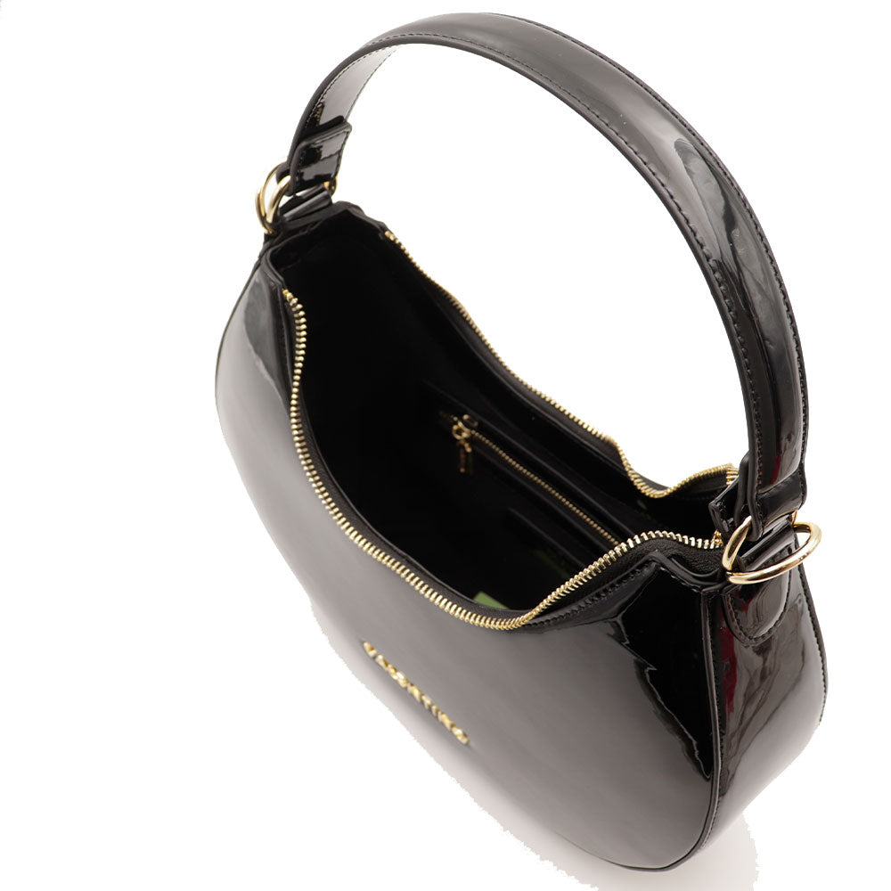 Damen-Beuteltasche VALENTINO BAGS Modell Shelby aus schwarzem Lackleder