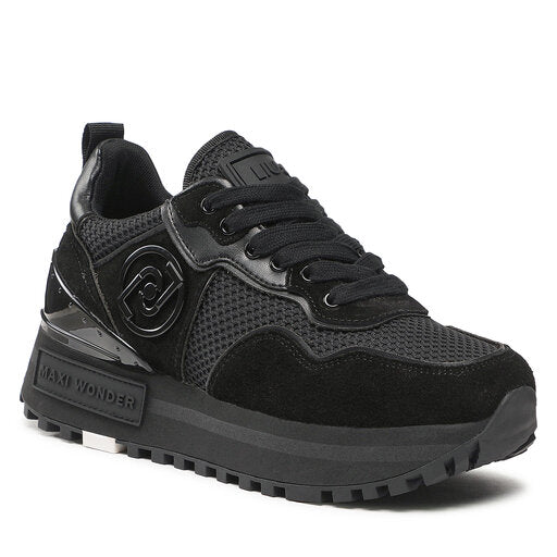 Scarpe Donna LIU JO Maxi Wonder 52 RV Sneakers Platform in Suede e Mesh Nero