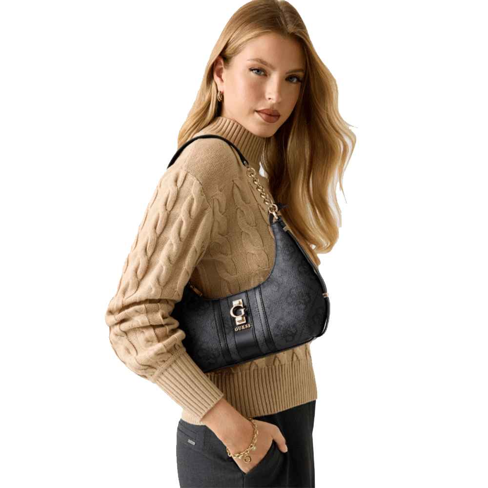 Borsa Donna a Spalla GUESS Linea Erenia colore Coal Logo Misura Piccola