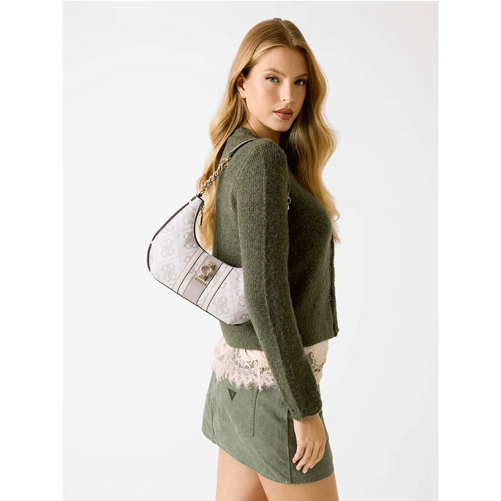 Borsa Donna a Spalla GUESS Linea Erenia colore Dark Taupe Logo Misura Piccola