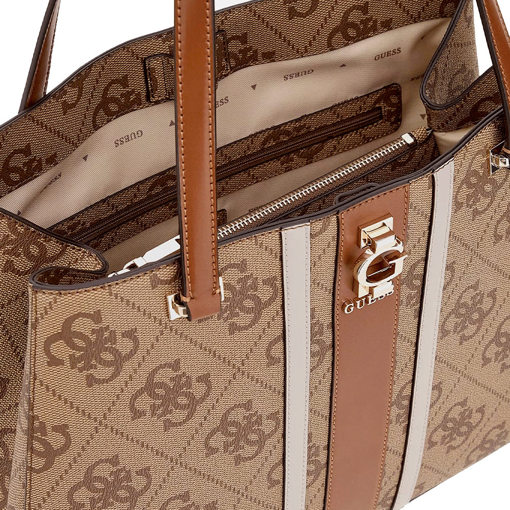 Borsa Donna Shopper a Spalla GUESS Linea Erenia colore Latte Logo