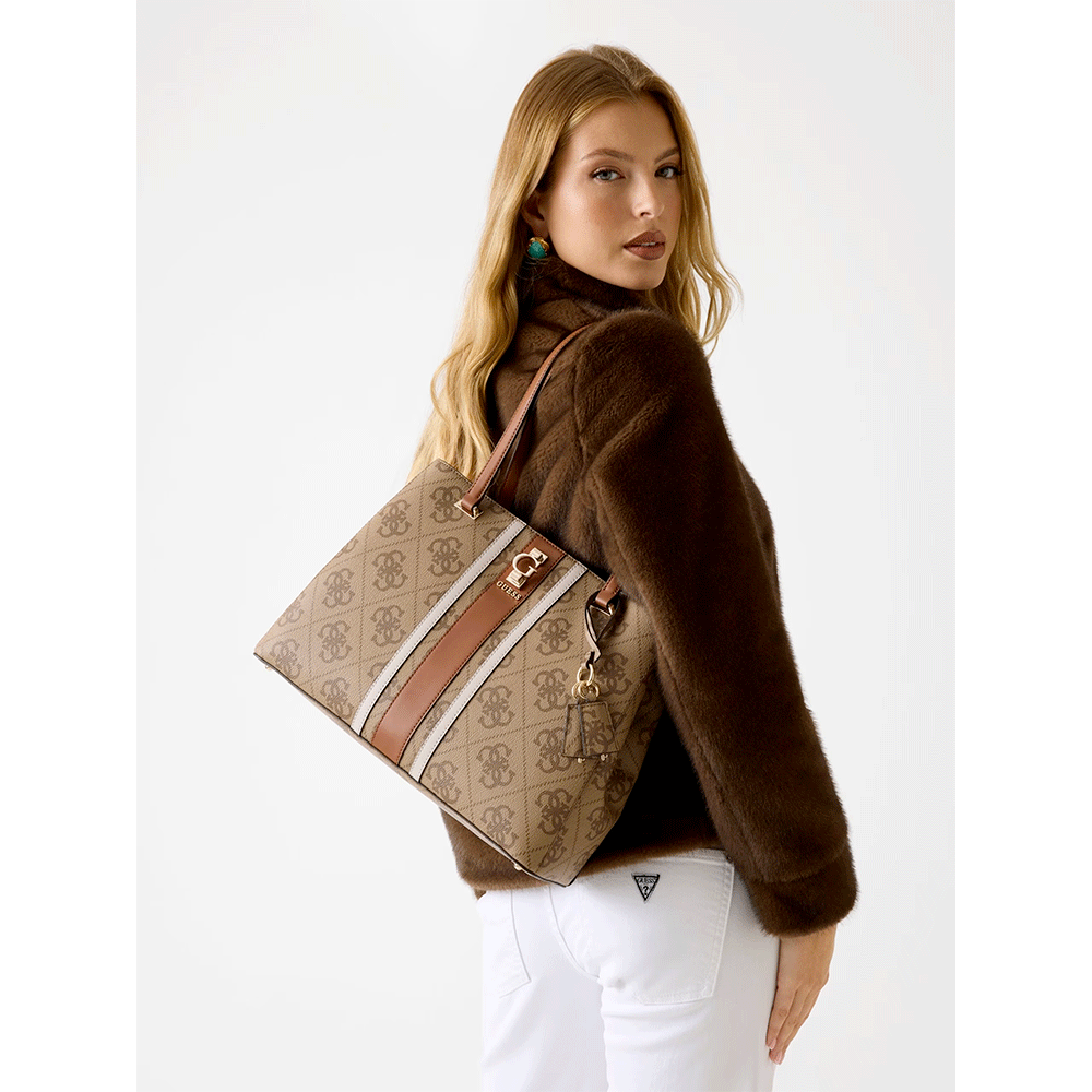 Borsa Donna Shopper a Spalla GUESS Linea Erenia colore Latte Logo