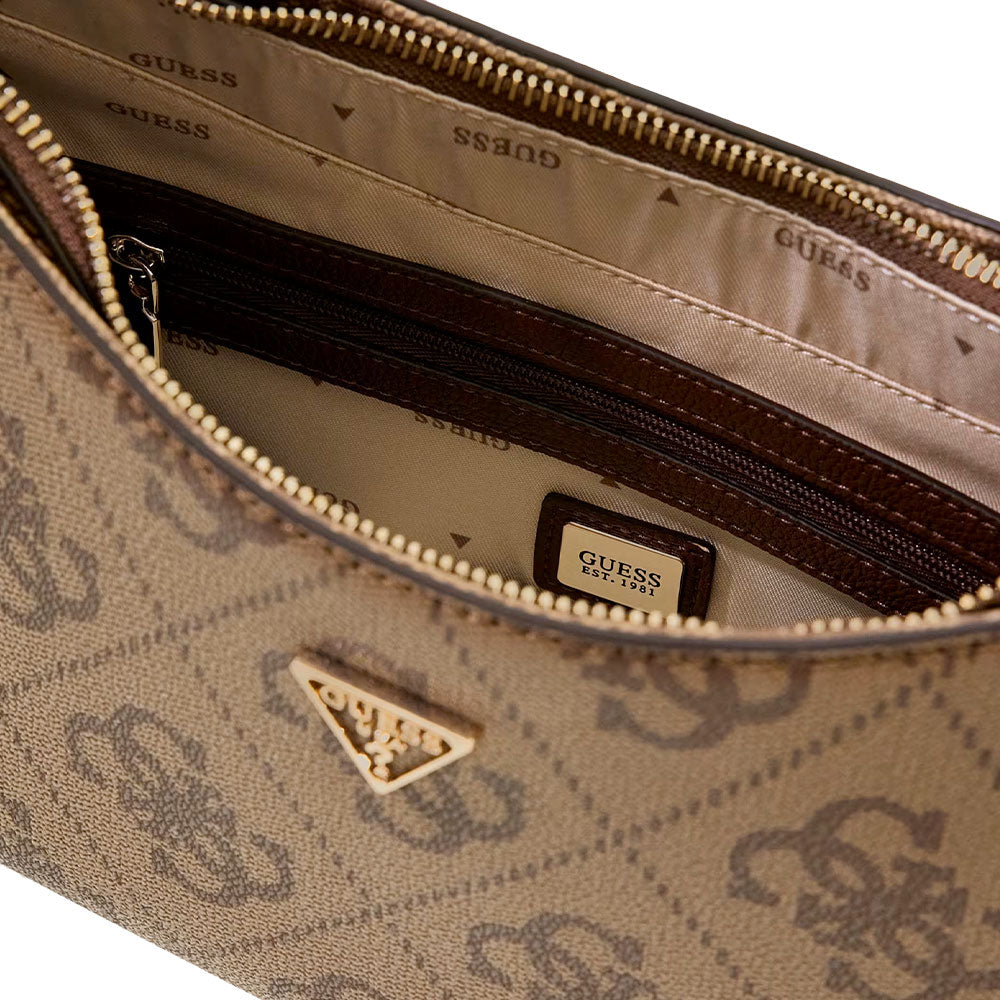 Borsa Donna a Spalla GUESS Linea Noelle colore Latte Logo - Brown Misura Piccola
