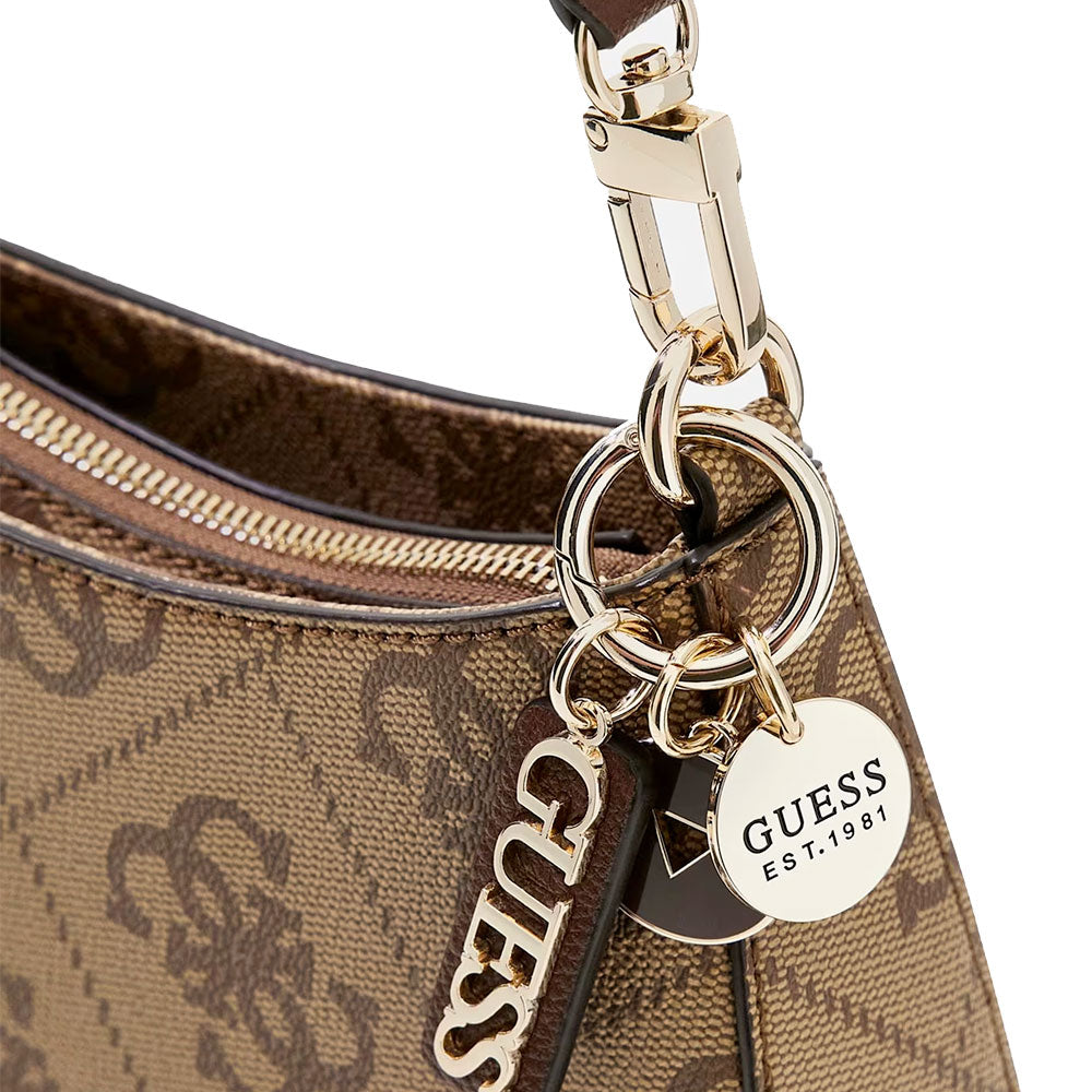 Borsa Donna a Spalla GUESS Linea Noelle colore Latte Logo - Brown Misura Piccola