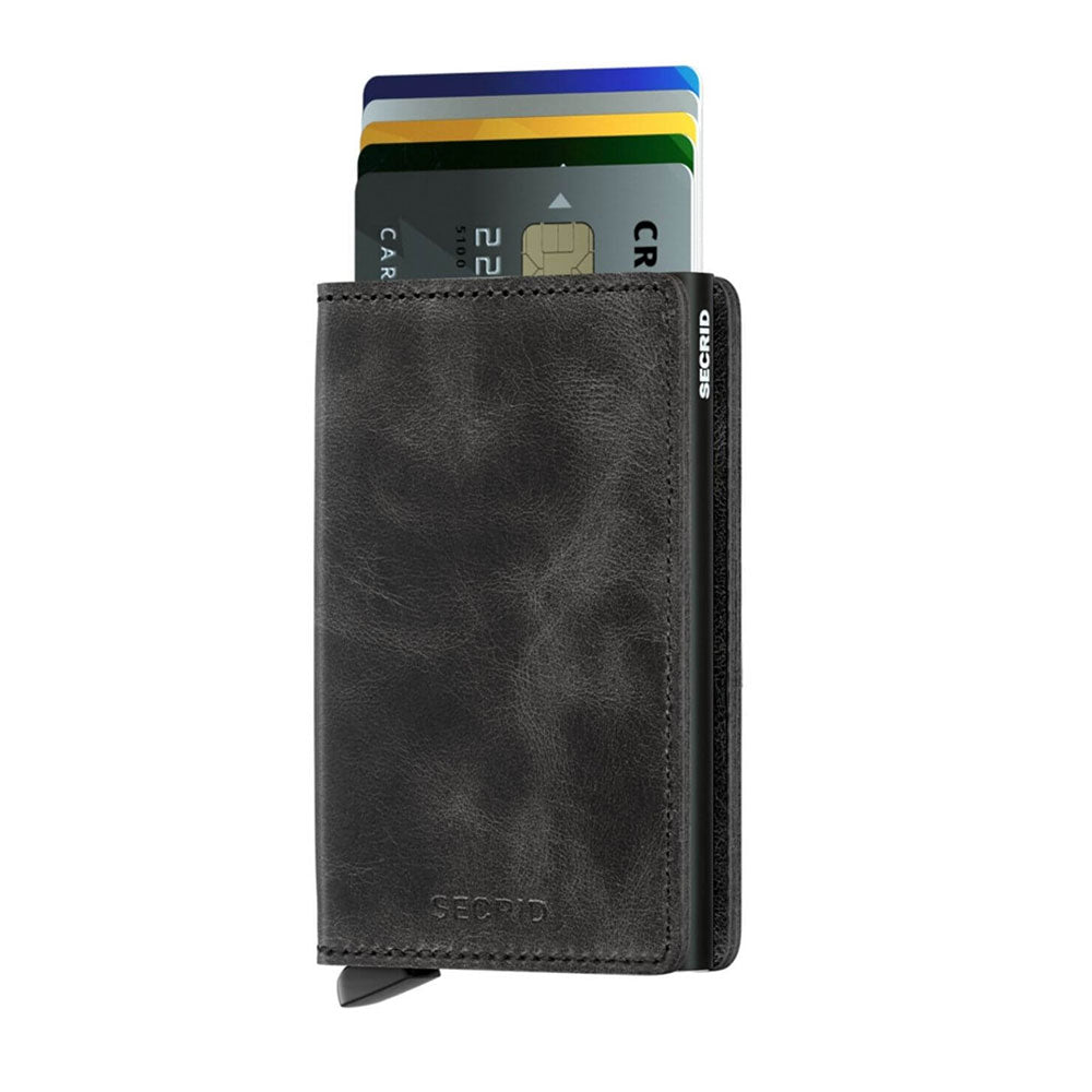 Porta Carte SECRID linea Vintage in Pelle Nero con RFID