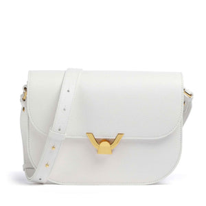 Women's Brillant White Leather Crossbody Bag COCCINELLE Dew Medium