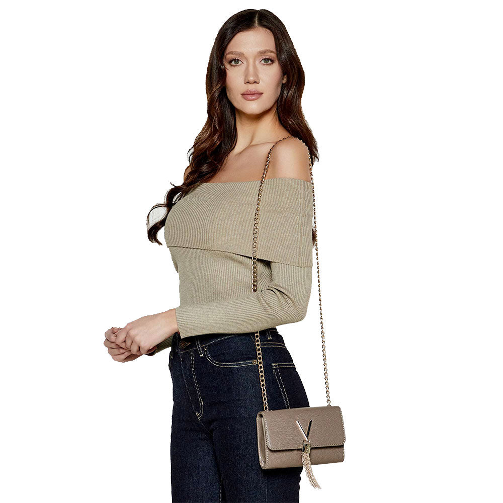 Borsa Donna a Tracolla VALENTINO BAGS linea Divina Colore Taupe - VBS1R403G