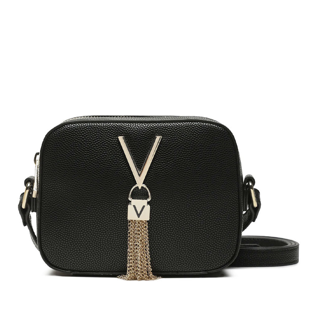 Borsa Donna a Tracolla VALENTINO BAGS linea Divina Colore Nero - Oro - VBS1R409G