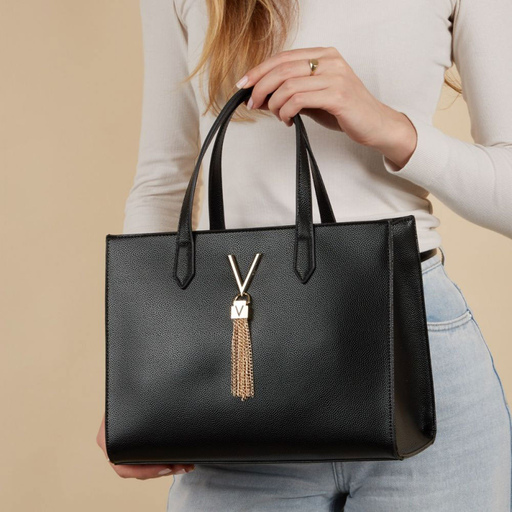 Leather Valentino Divina Tote Valentino Divina Shopper Bag Black