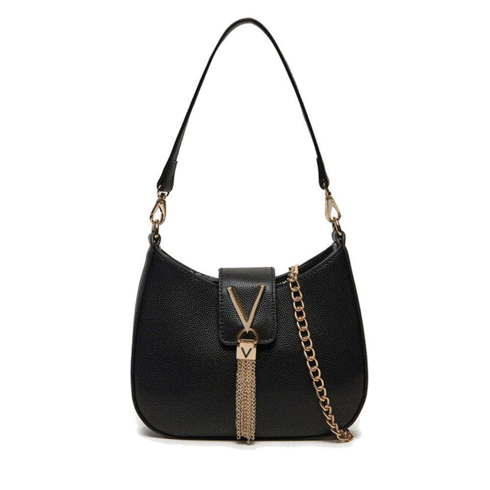 Damen Schulter- und Umhängetasche VALENTINO BAGS Linie Divina Farbe Schwarz - Gold - VBS1R417G