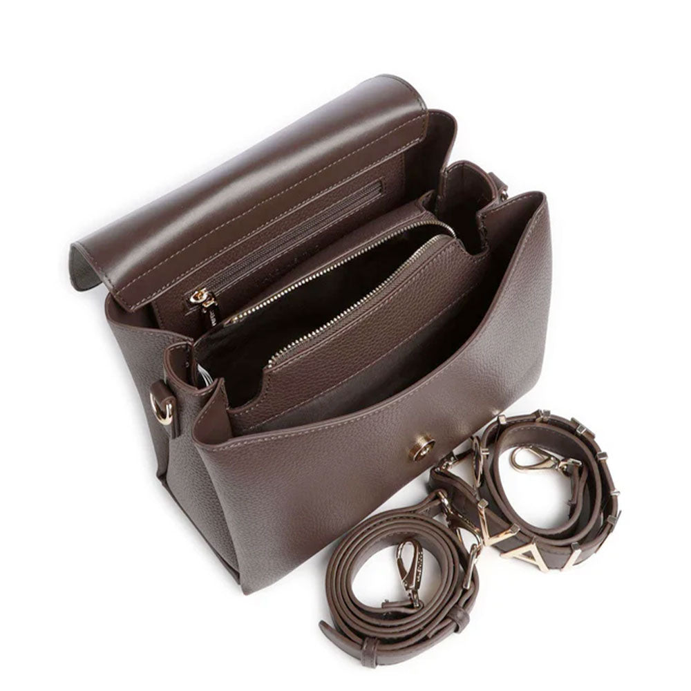 Women's Dark Brown Leather Crossbody Bag VALENTINO BAGS Alexia