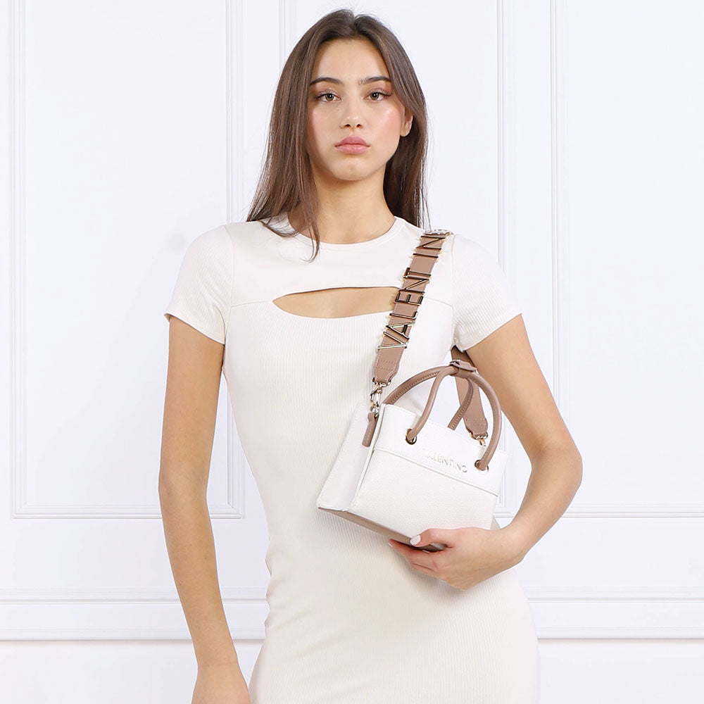 Borsa Donna a Mano Piccola con Tracolla VALENTINO BAGS linea Alexia Colore Bianco - Cuoio