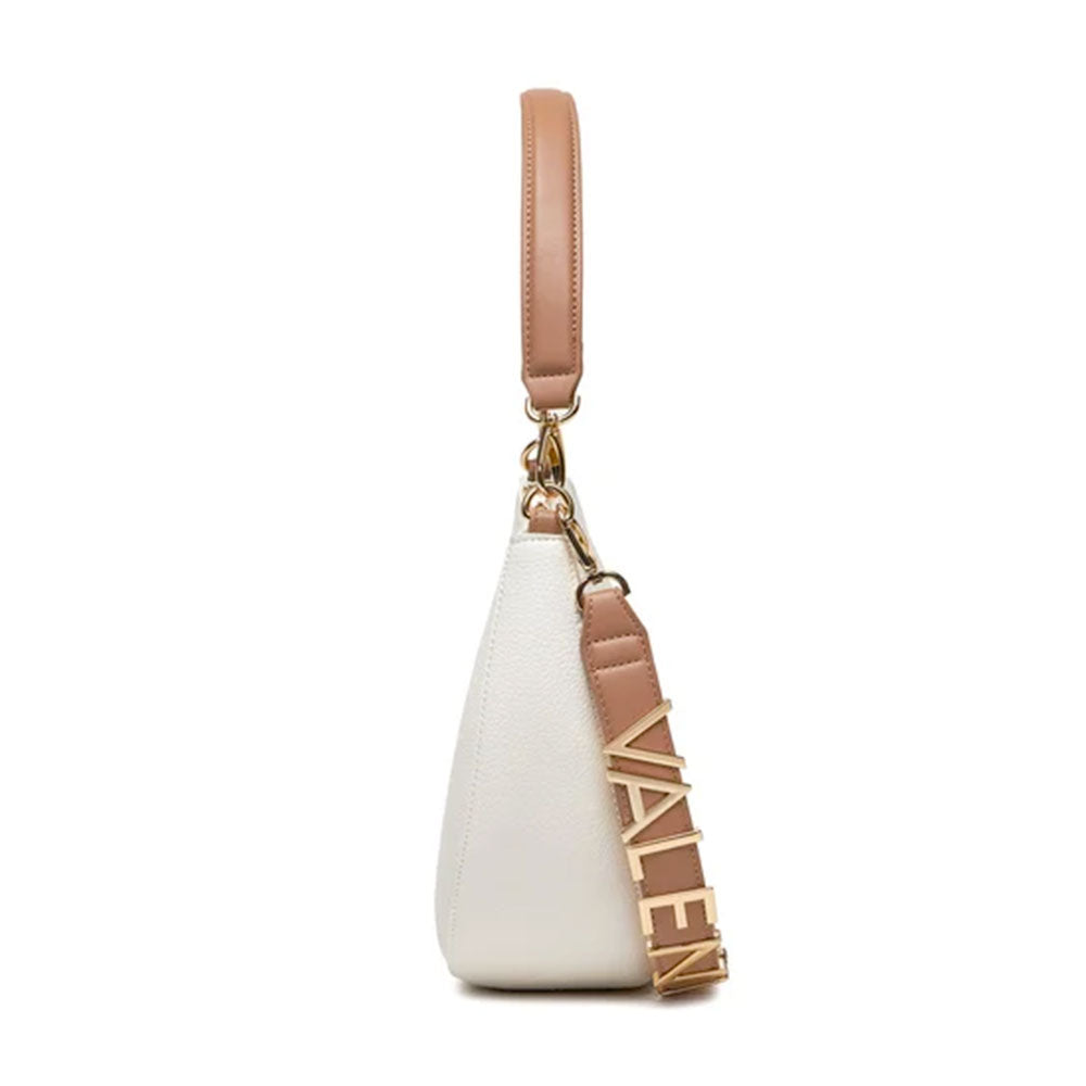 Borsa Donna Hobo a Spalla con Tracolla VALENTINO BAGS linea Alexia Colore Bianco - Cuoio