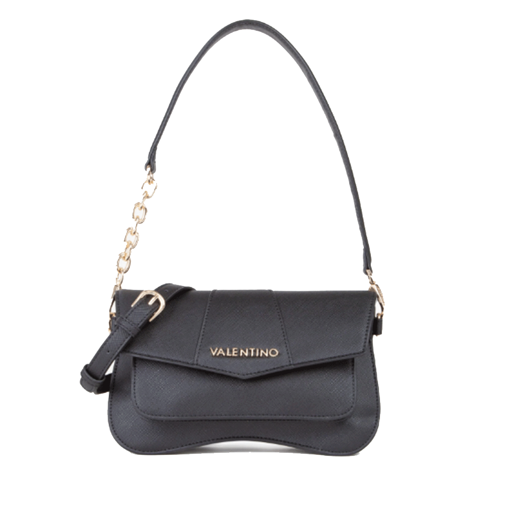 Borsa Donna a Spalla con Tracolla VALENTINO BAGS linea Unika Colore Nero Stampa Saffiano
