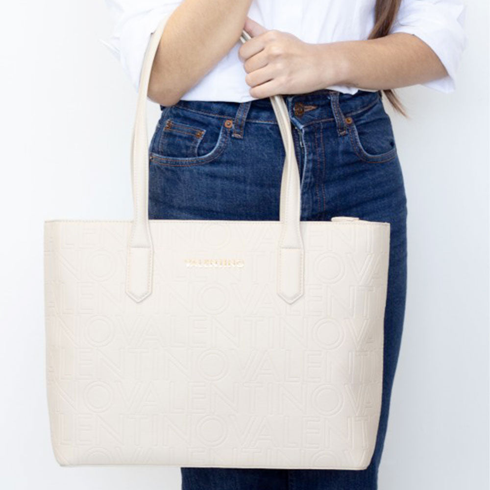 Borsa Donna Shopper a SpallaVALENTINO BAGS linea Pansy colore Ecru