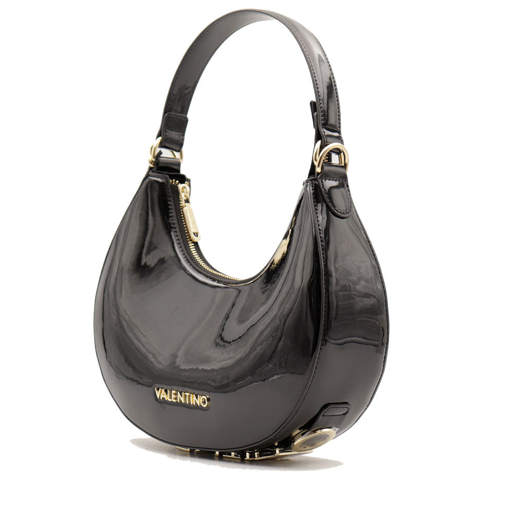 Damen-Beuteltasche VALENTINO BAGS Modell Shelby aus schwarzem Lackleder