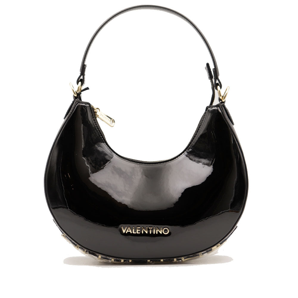 Borsa Donna Hobo a Spalla in Vernice VALENTINO BAGS linea Shelby Colore Nero