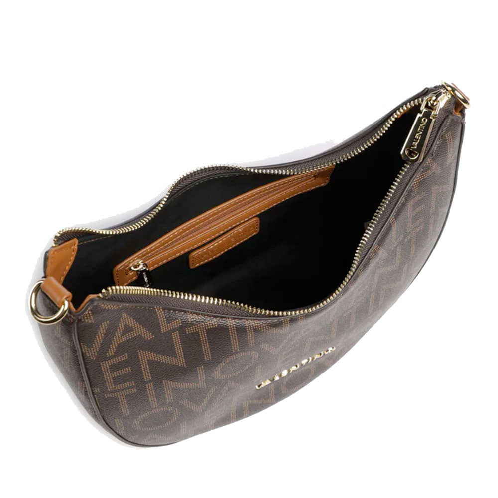Women's Dark Brown and Natural Hobo Shoulder Bag VALENTINO BAGS Regina Re