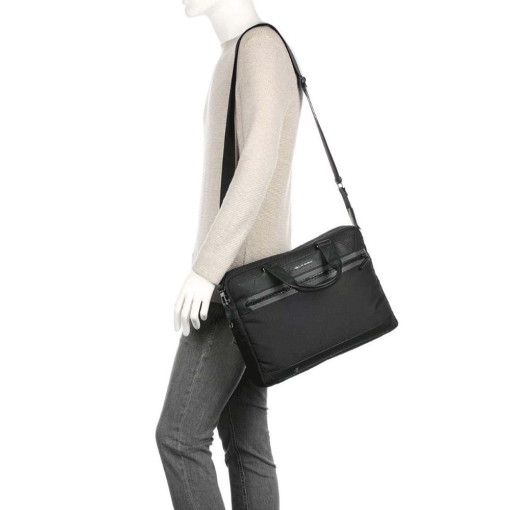 Cartella PIQUADRO in Tessuto e Pelle Colore Nero Porta Pc 14" e iPad Linea Trakai - CA5527W109
