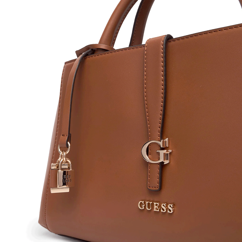 Borsa Donna a Mano GUESS Linea Carrie Colore Cognac