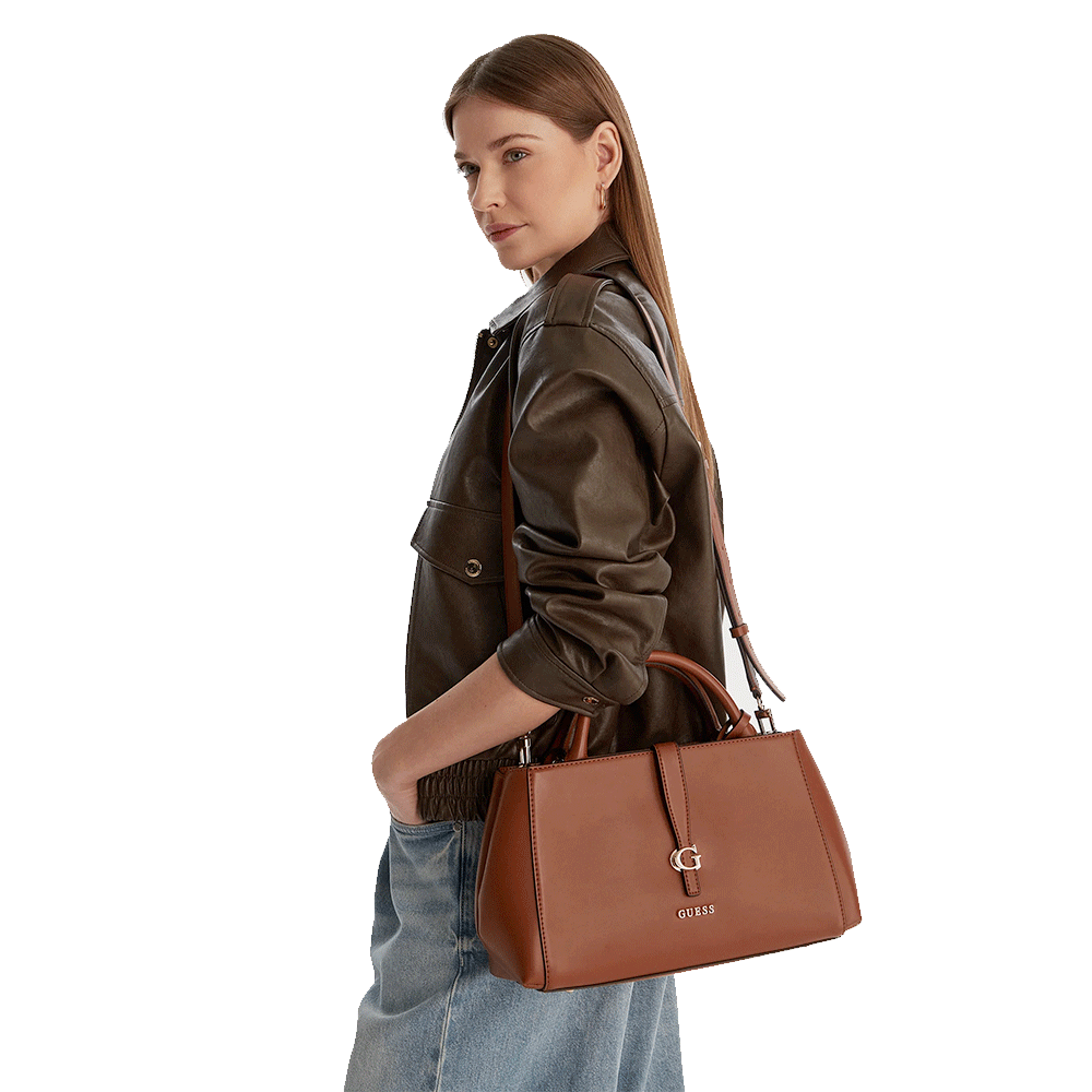 Borsa Donna a Mano GUESS Linea Carrie Colore Cognac