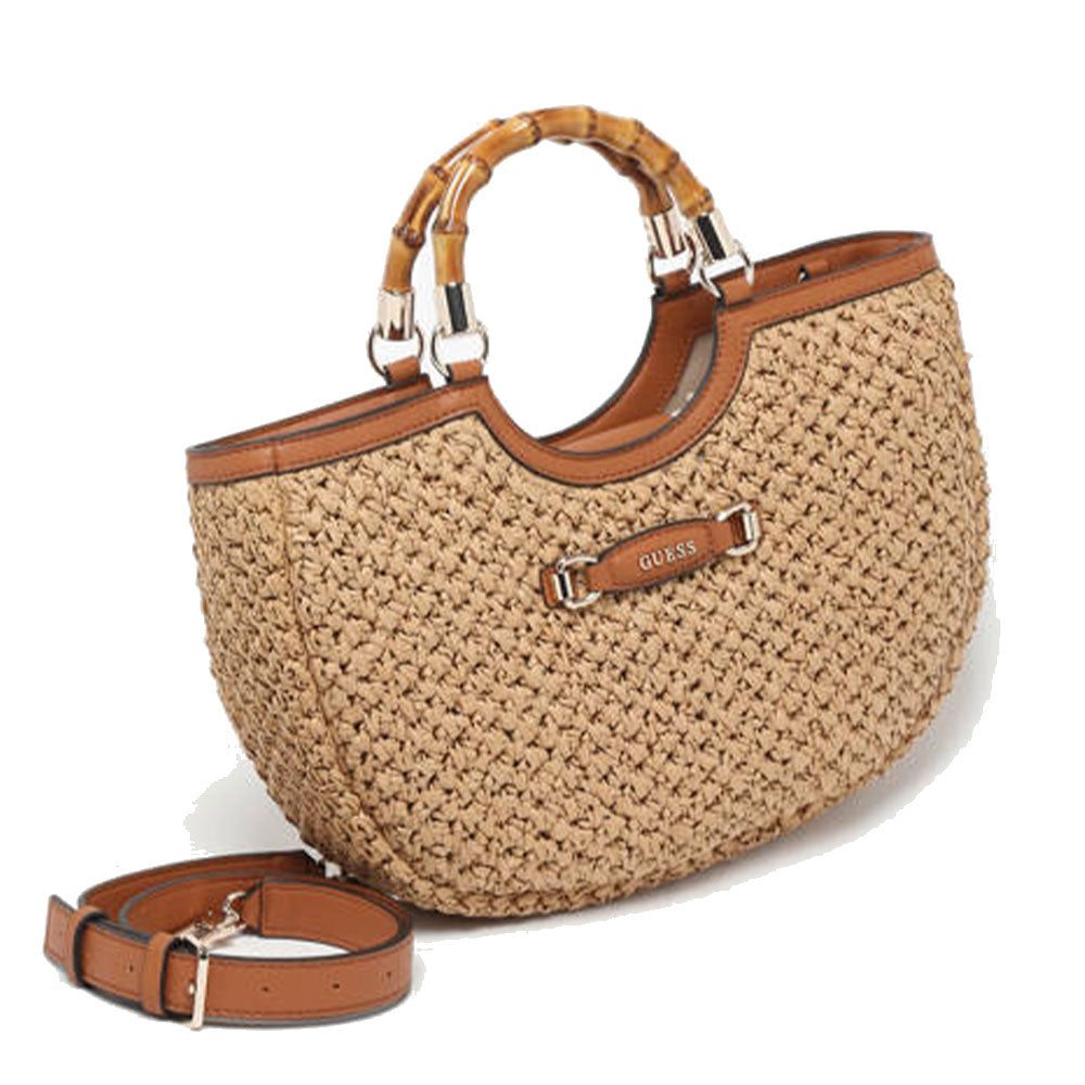 Borsa Donna a Mano GUESS in Paglia Linea Siria Colore Natural Cognac