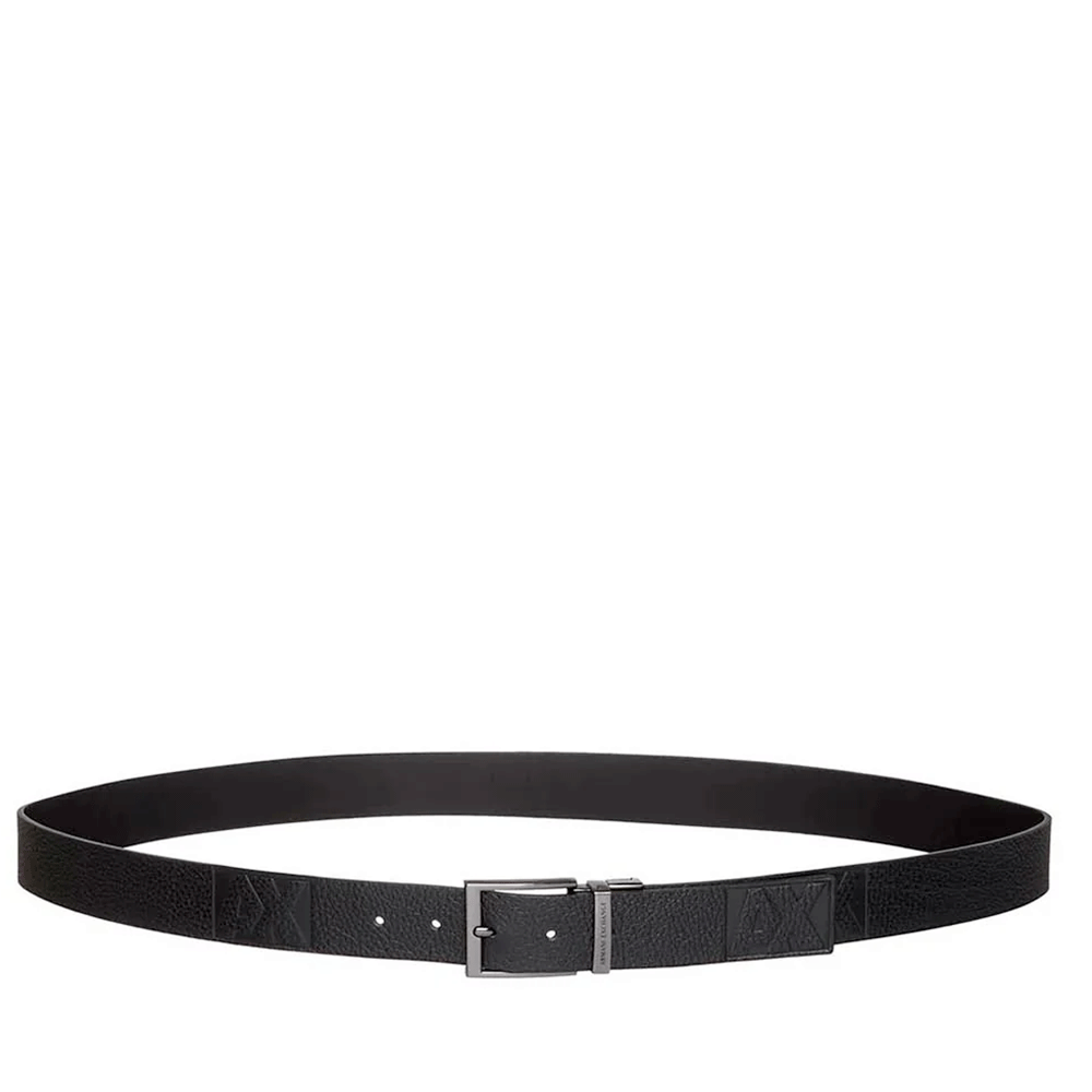 Cintura Uomo in Pelle Nera ARMANI EXCHANGE Con Logo Tono su Tono