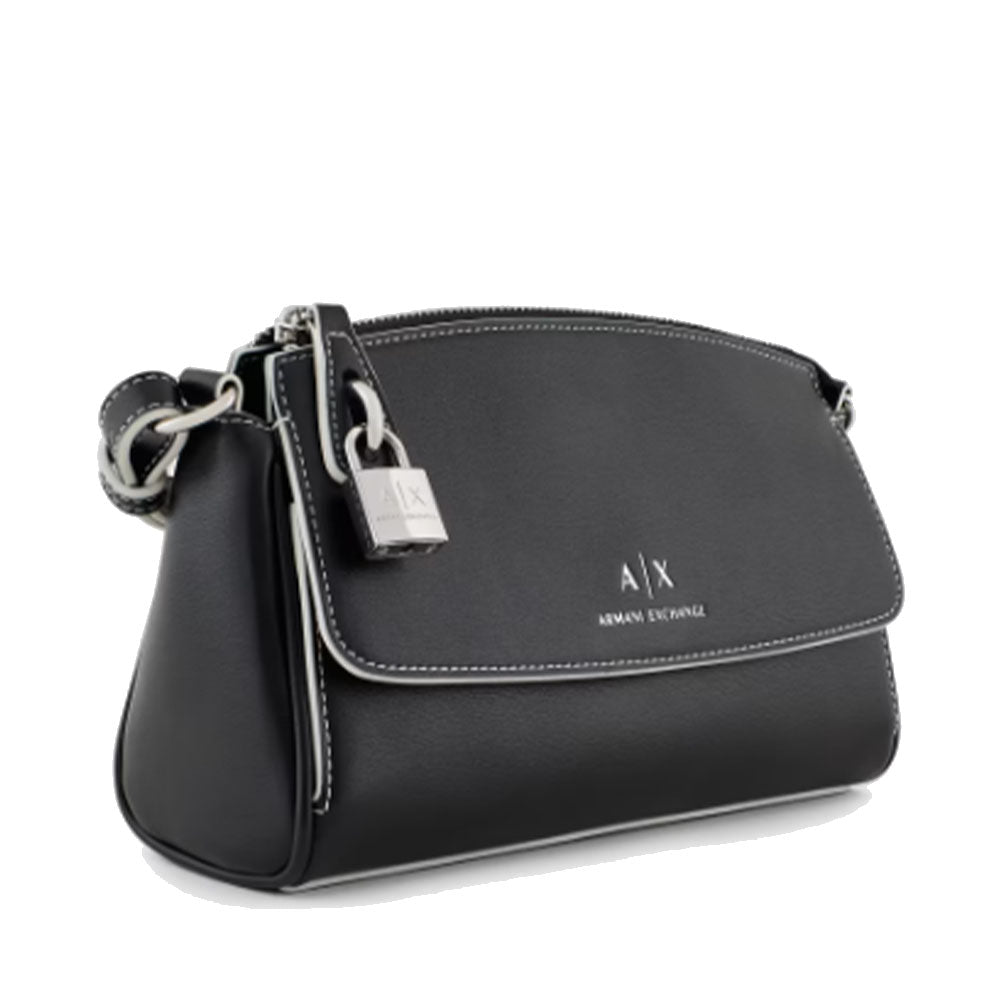 ARMANI EXCHANGE 
Damen Umhängetasche mit Vorhängeschloss in Schwarz - Journal