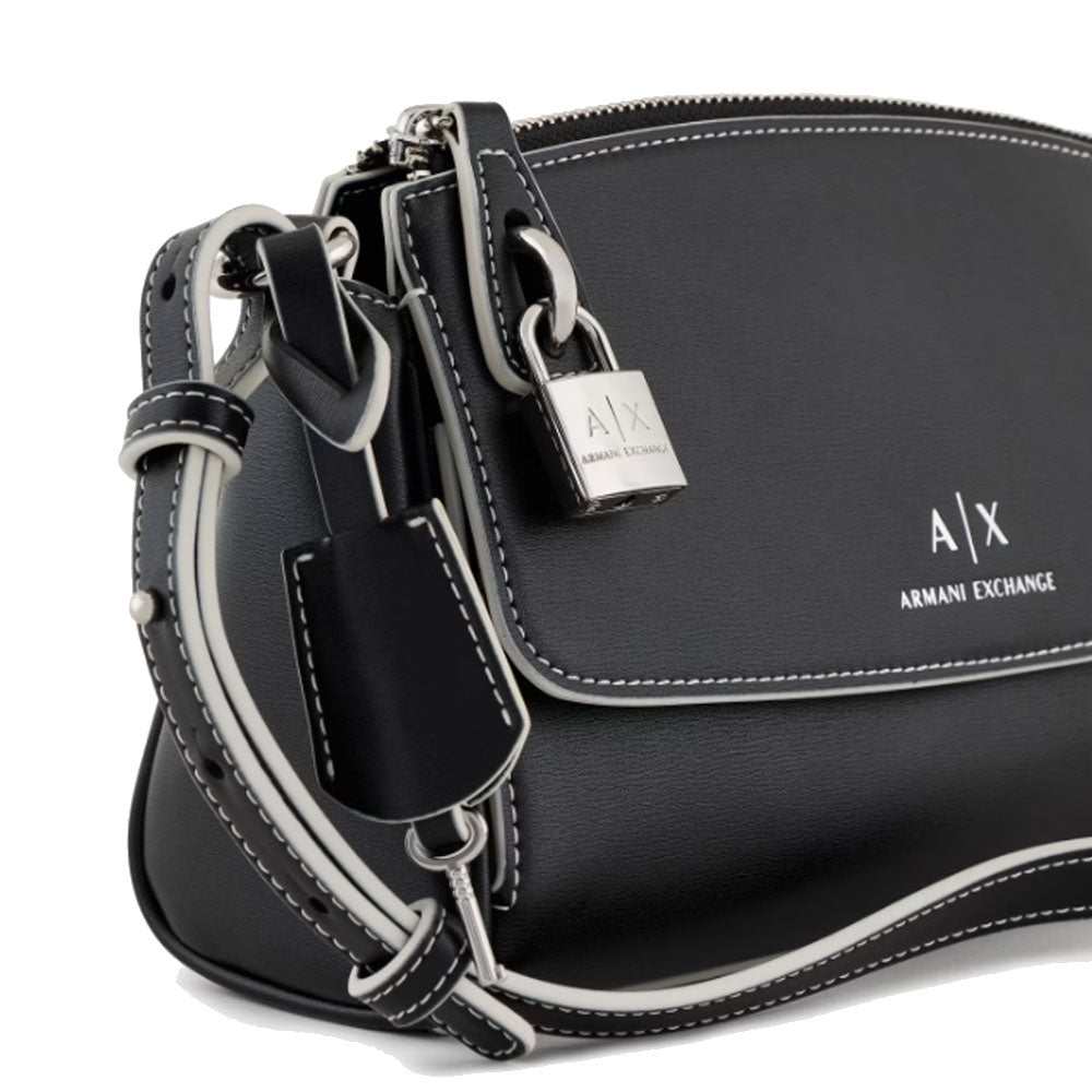 ARMANI EXCHANGE 
Damen Umhängetasche mit Vorhängeschloss in Schwarz - Journal