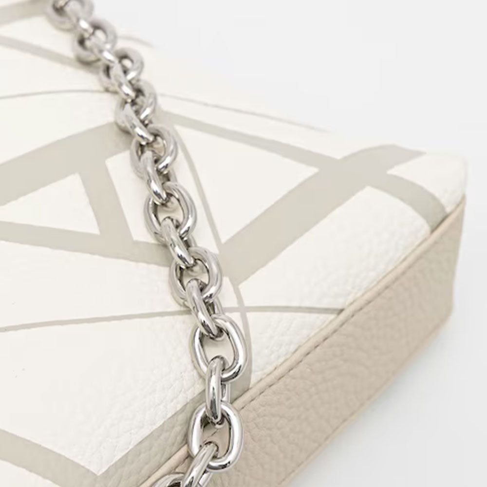 ARMANI EXCHANGE Gynger Linie 
Damen Hand Clutch mit Schultergurt in Weiße Farbe - Valley
