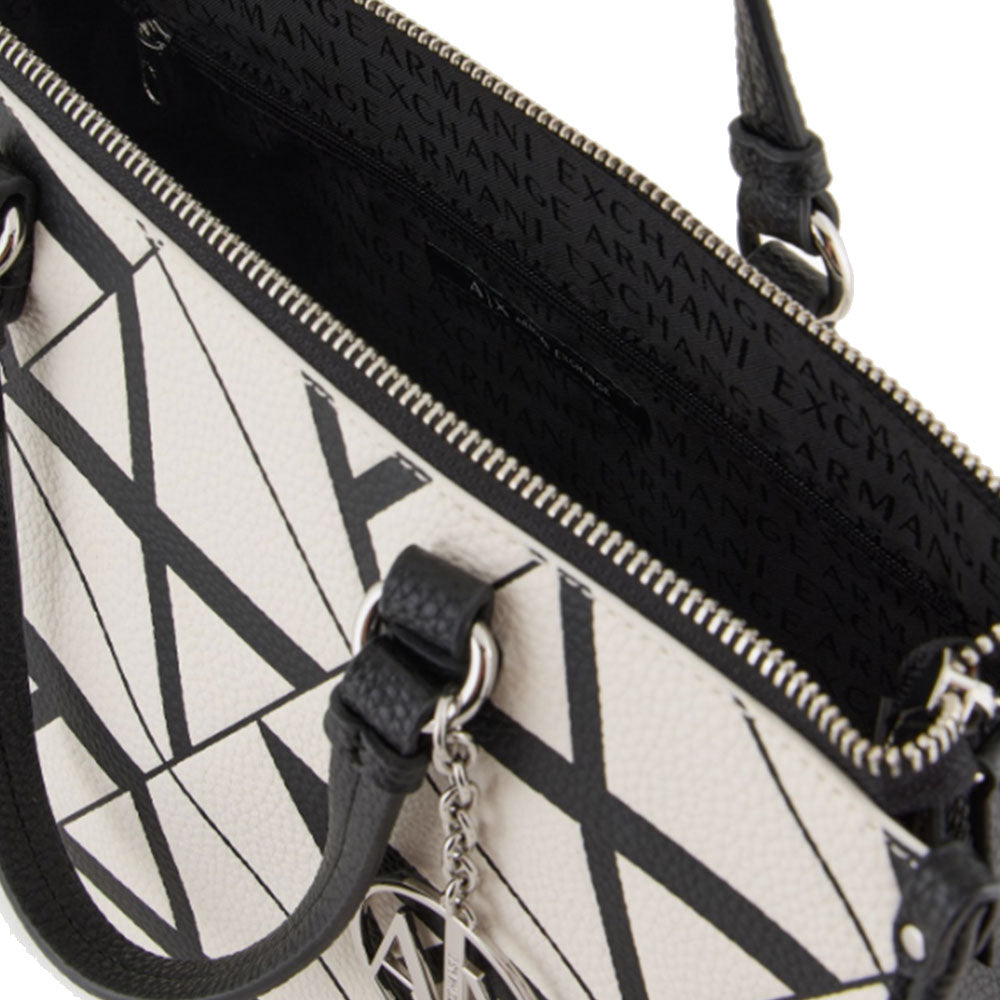 ARMANI EXCHANGE Gynger Linie 
Damenhandtasche mit Schultergurt in der Farbe Weiß - Schwarz